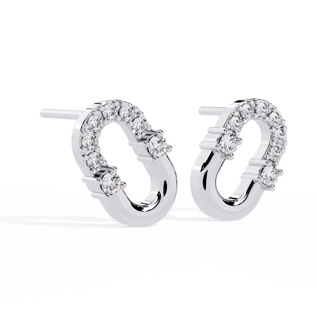 Pave Curve Studs | 925 Sterling Silver