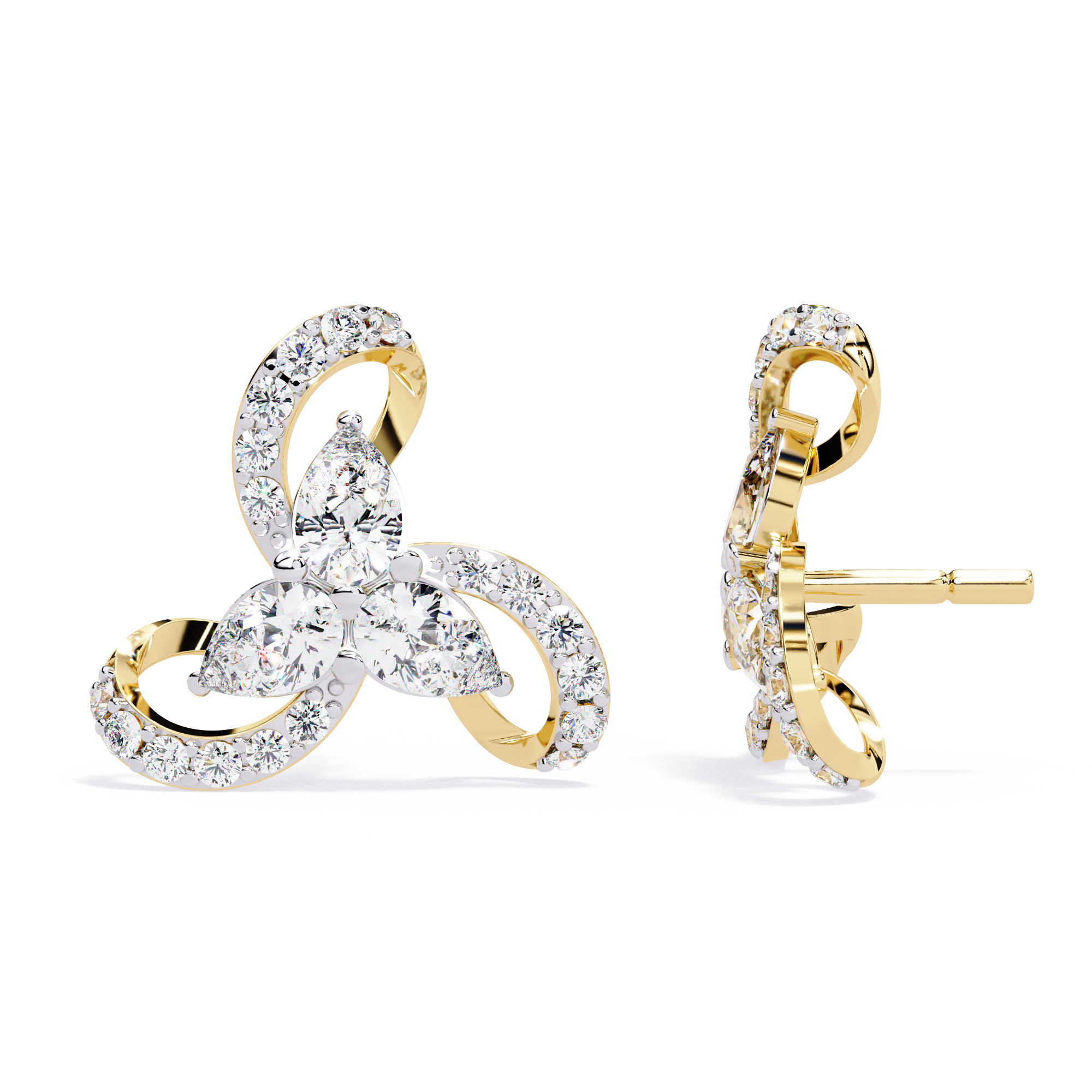 Trinity Bloom Silver Studs | 925 Sterling Silver