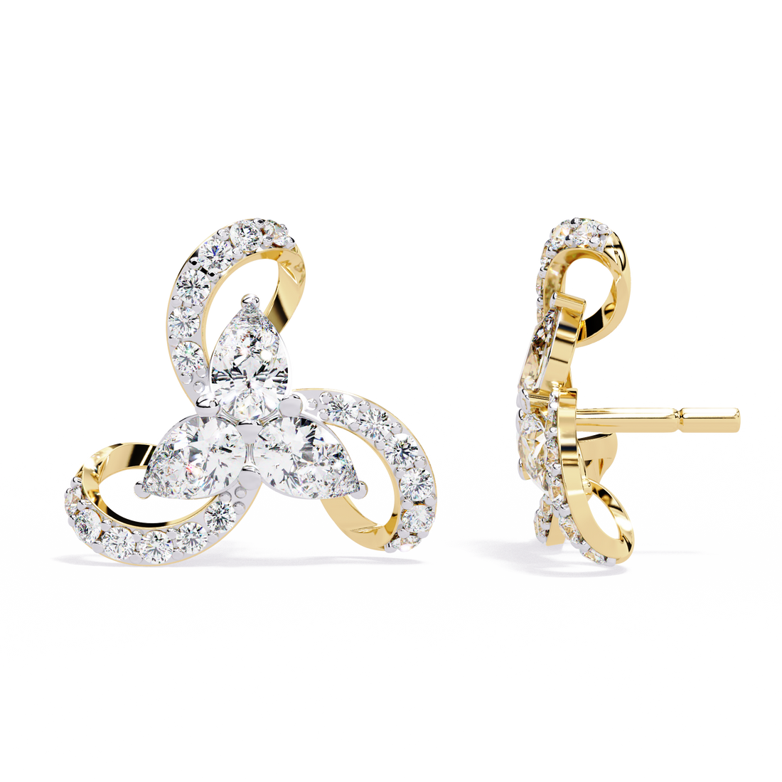 Trinity Bloom Silver Studs | 925 Sterling Silver