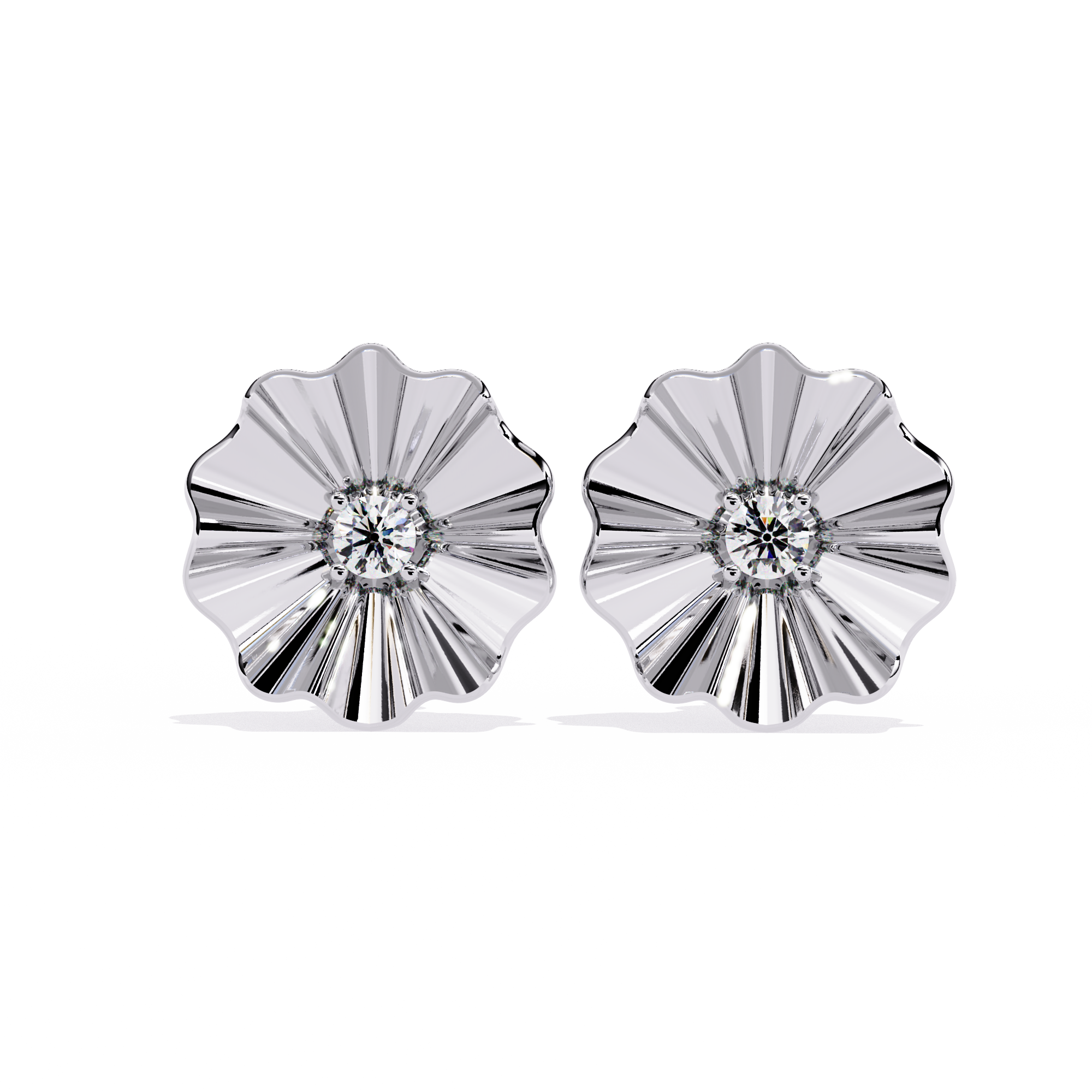 Silver Petal Spark Studs | 925 Sterling Silver