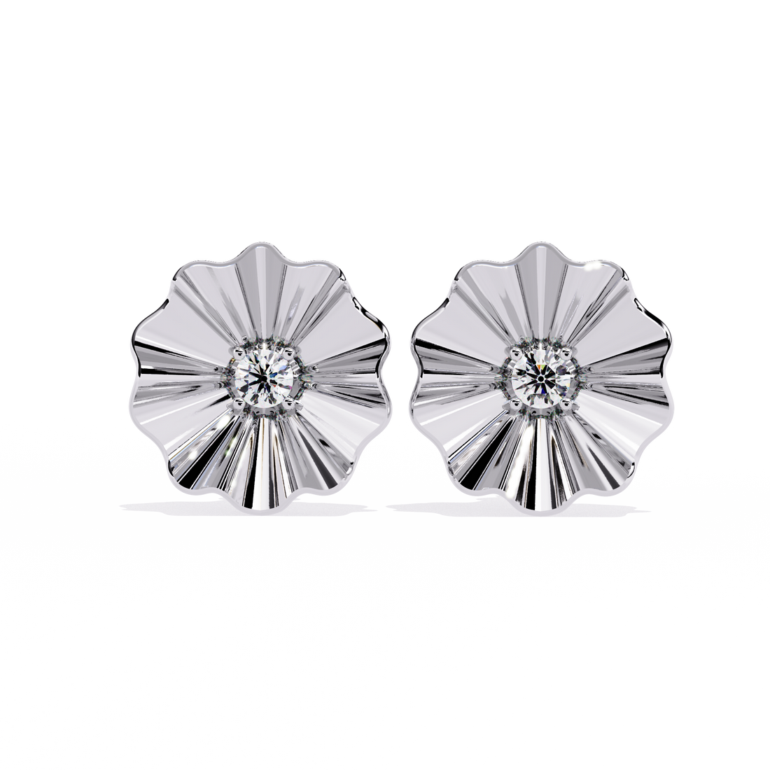 Silver Petal Spark Studs | 925 Sterling Silver
