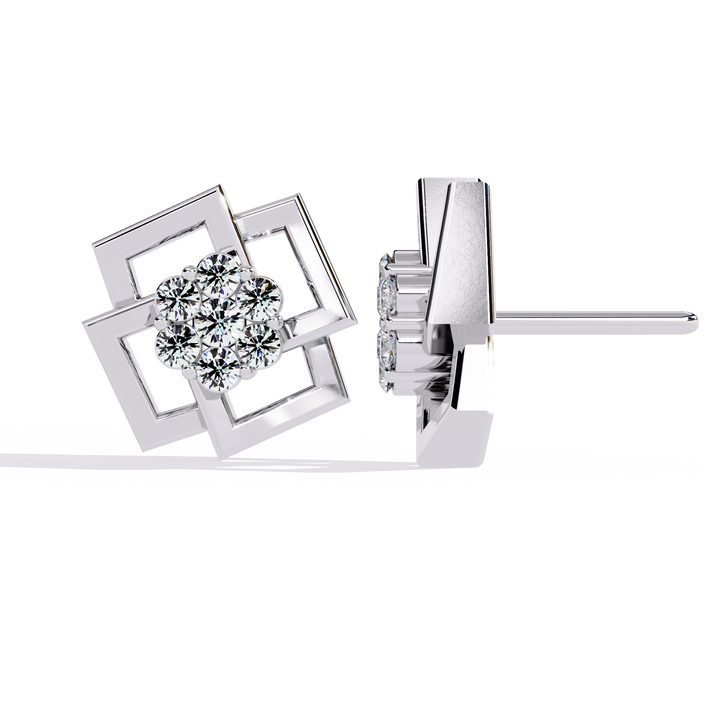 Square Halo Diamond-Style Studs | 925 Sterling Silver