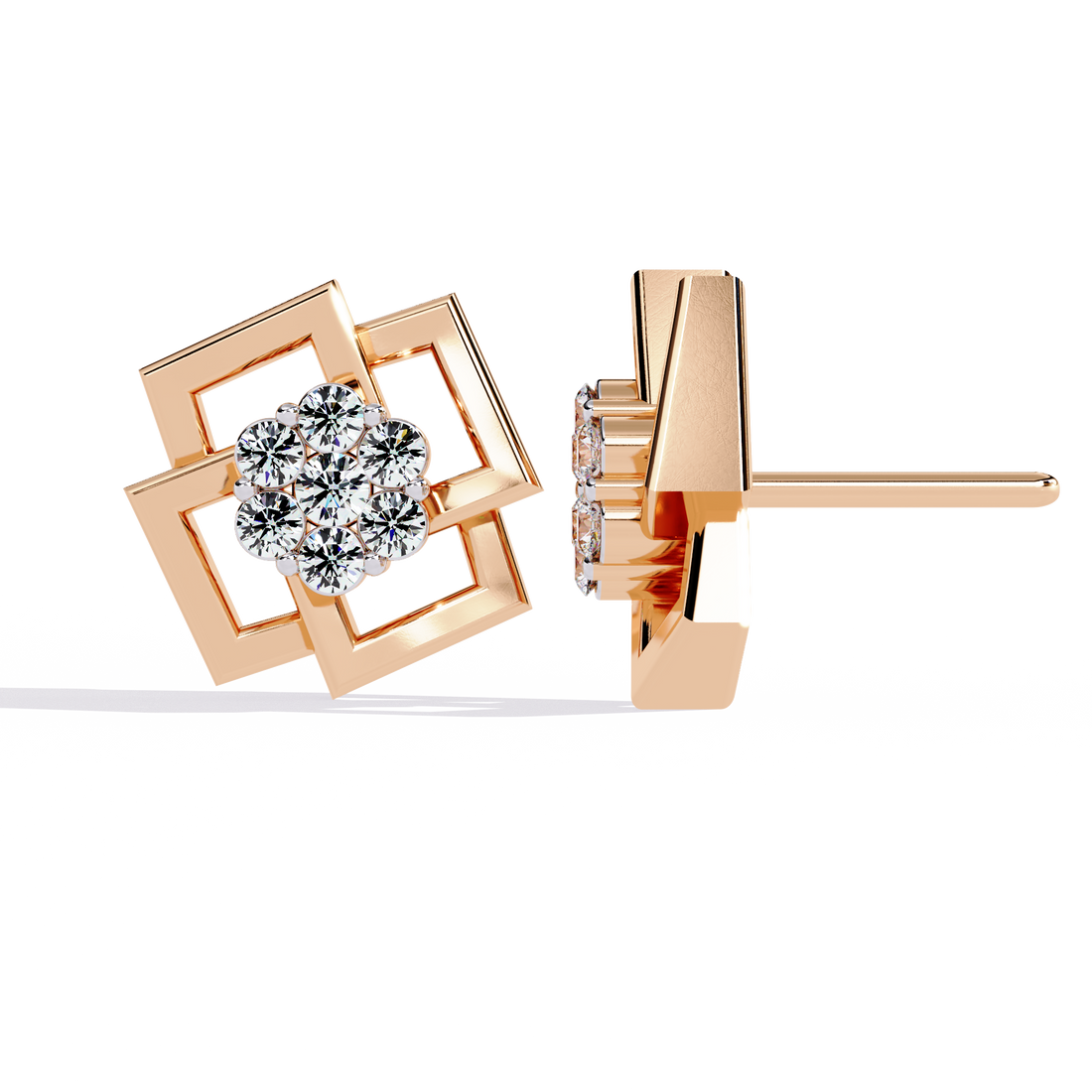 Square Halo Diamond-Style Studs | 925 Sterling Silver