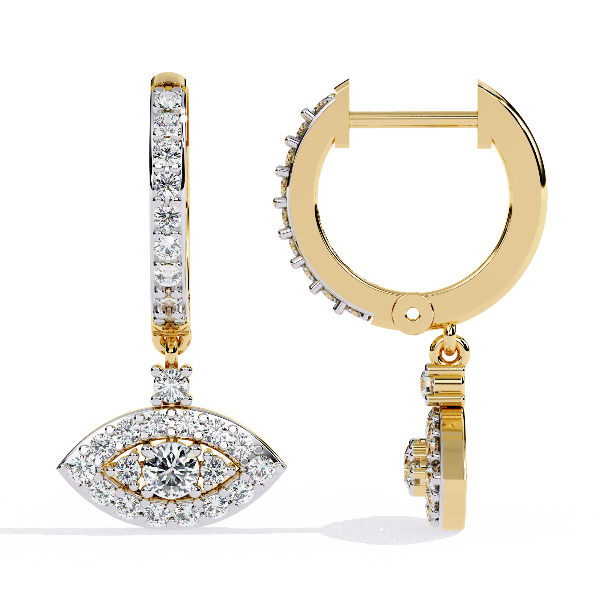 Evil Eye Diamond Drop Hoops | 925 Sterling Silver