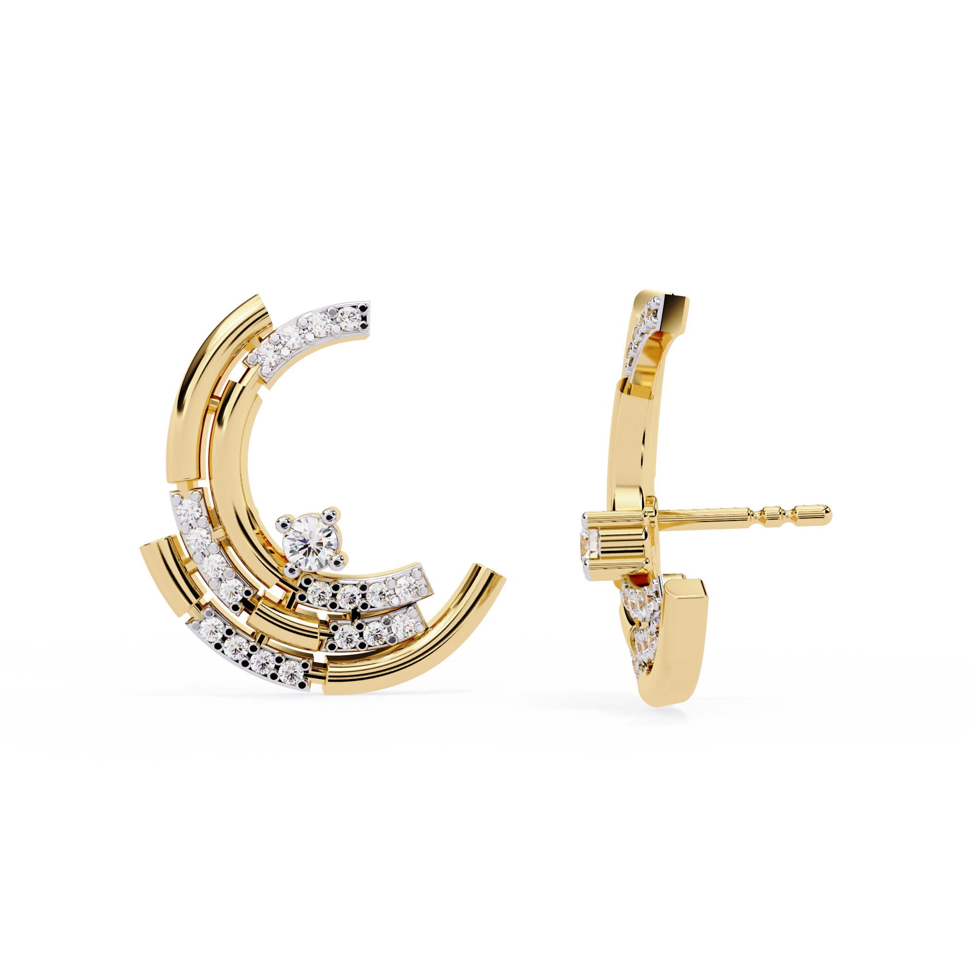 Celestial Curve Diamond Studs | 925 Sterling Silver