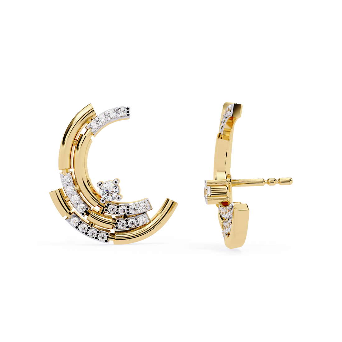 Celestial Curve Diamond Studs | 925 Sterling Silver