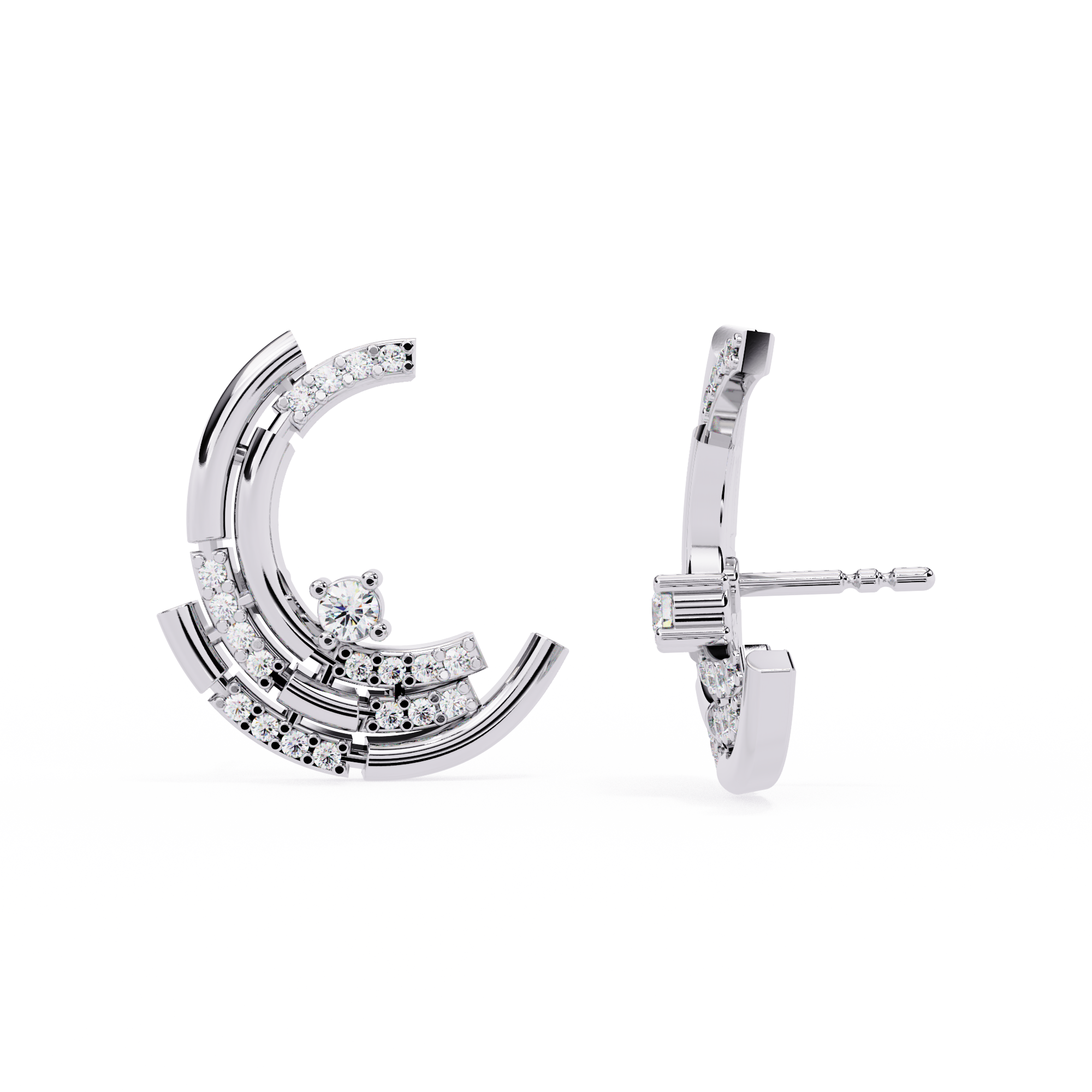 Celestial Curve Diamond Studs | 925 Sterling Silver