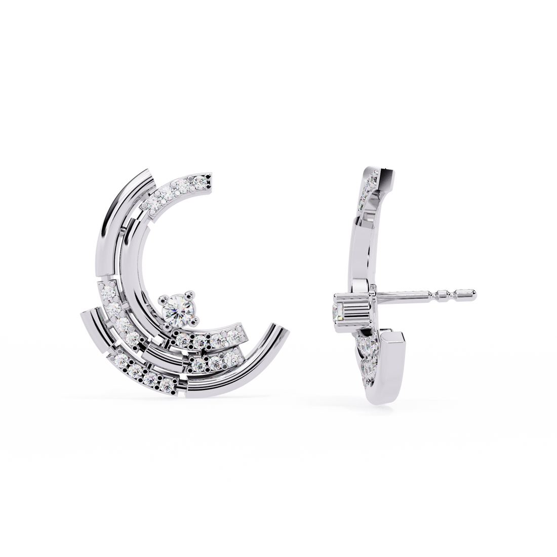 Celestial Curve Diamond Studs | 925 Sterling Silver