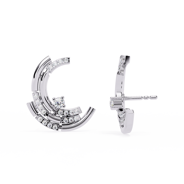 Celestial Curve Diamond Studs | 925 Sterling Silver