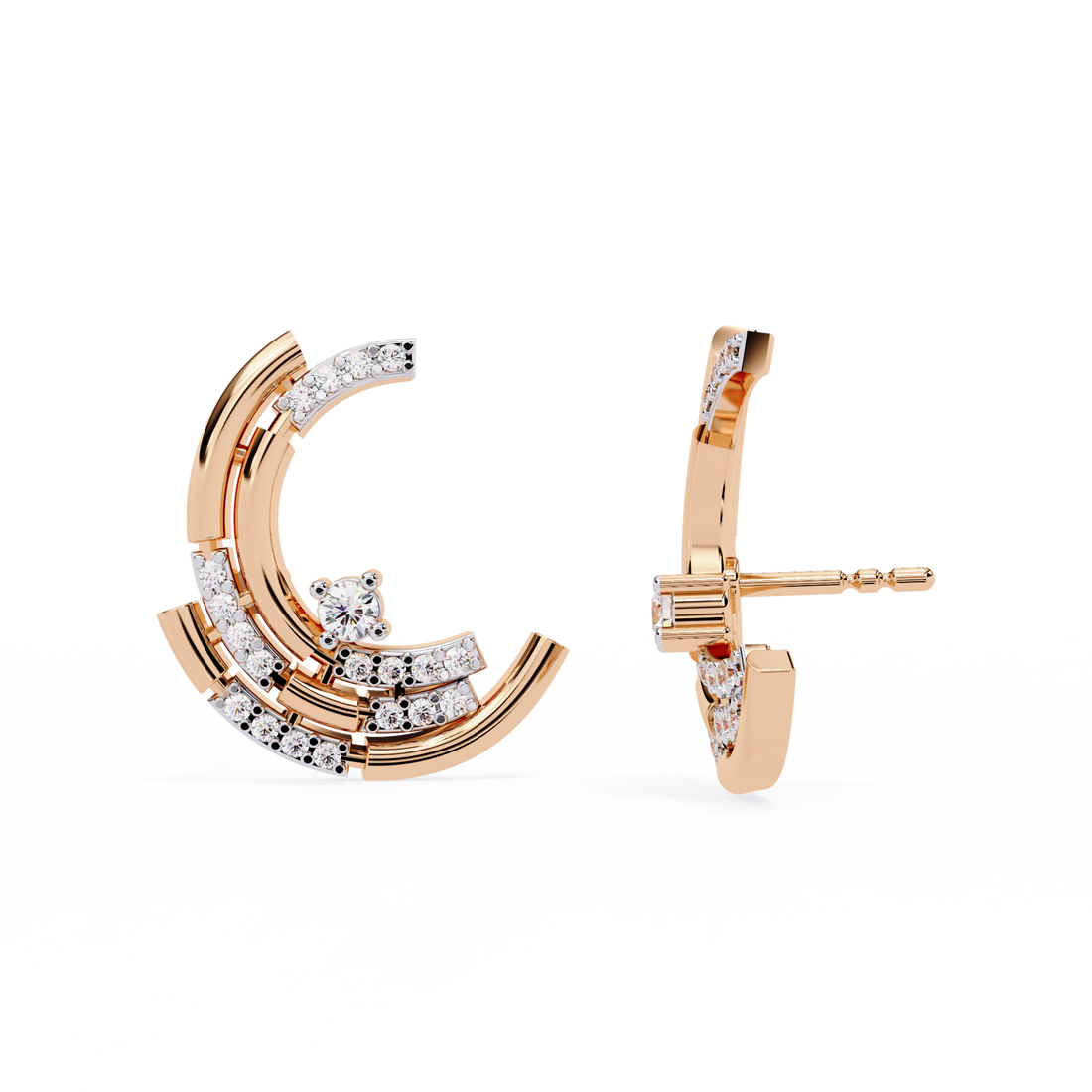 Celestial Curve Diamond Studs | 925 Sterling Silver