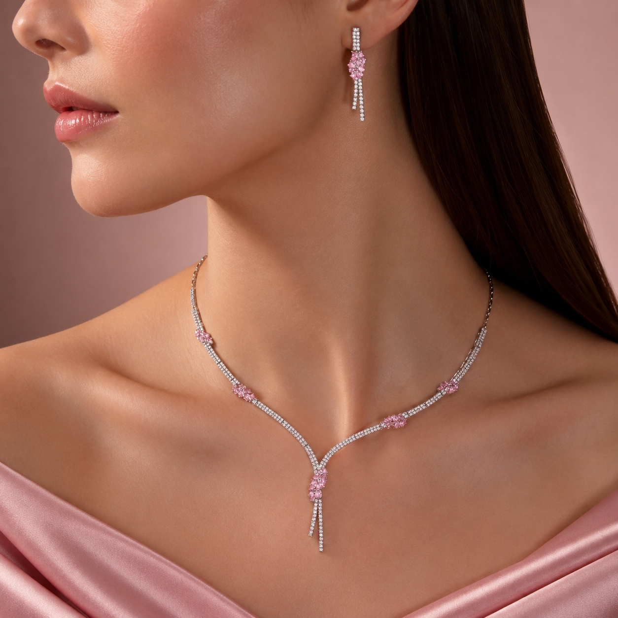 925 Silver Necklace & Earrings Set
