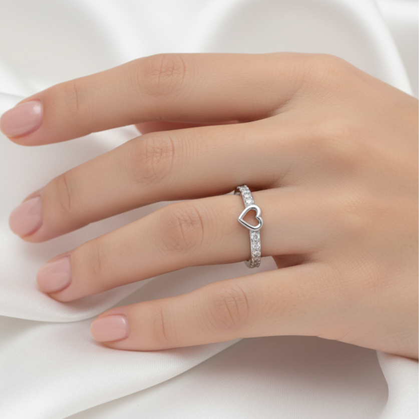 Orope’s Amora Open Heart Ring made with 925 Pure Sterling Silver