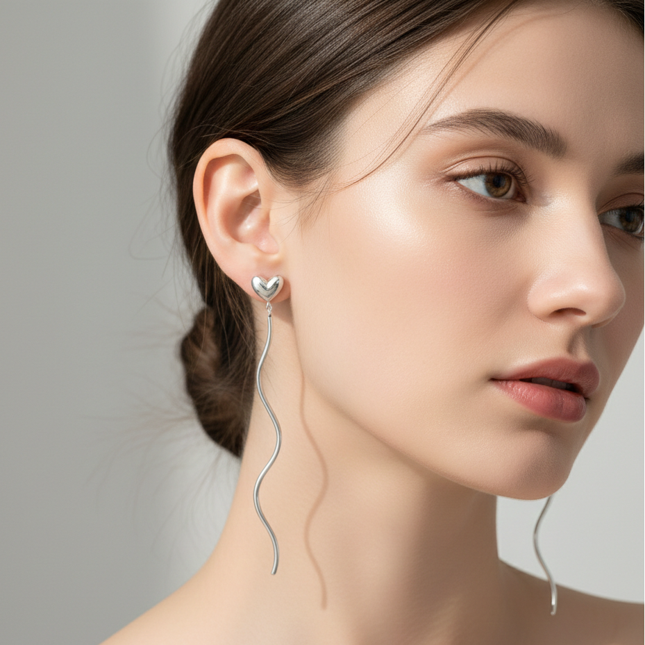 Cashew Heart Chain Earrings