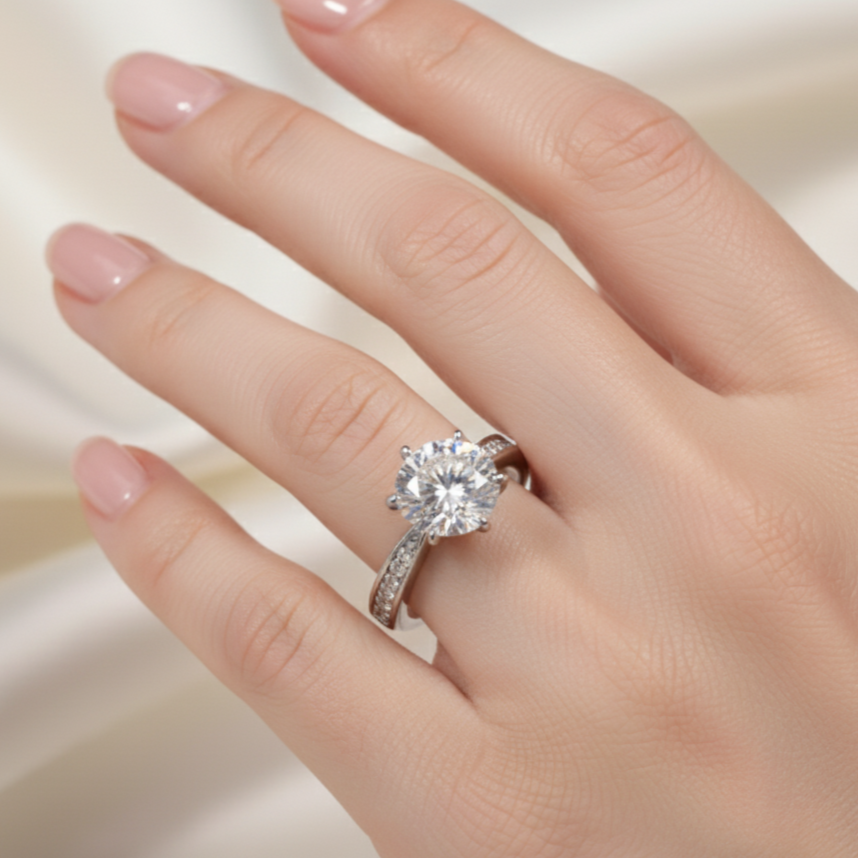 Orope’s Pure Radiance Moissanite Engagement Ring made with 925 Pure Sterling Silver