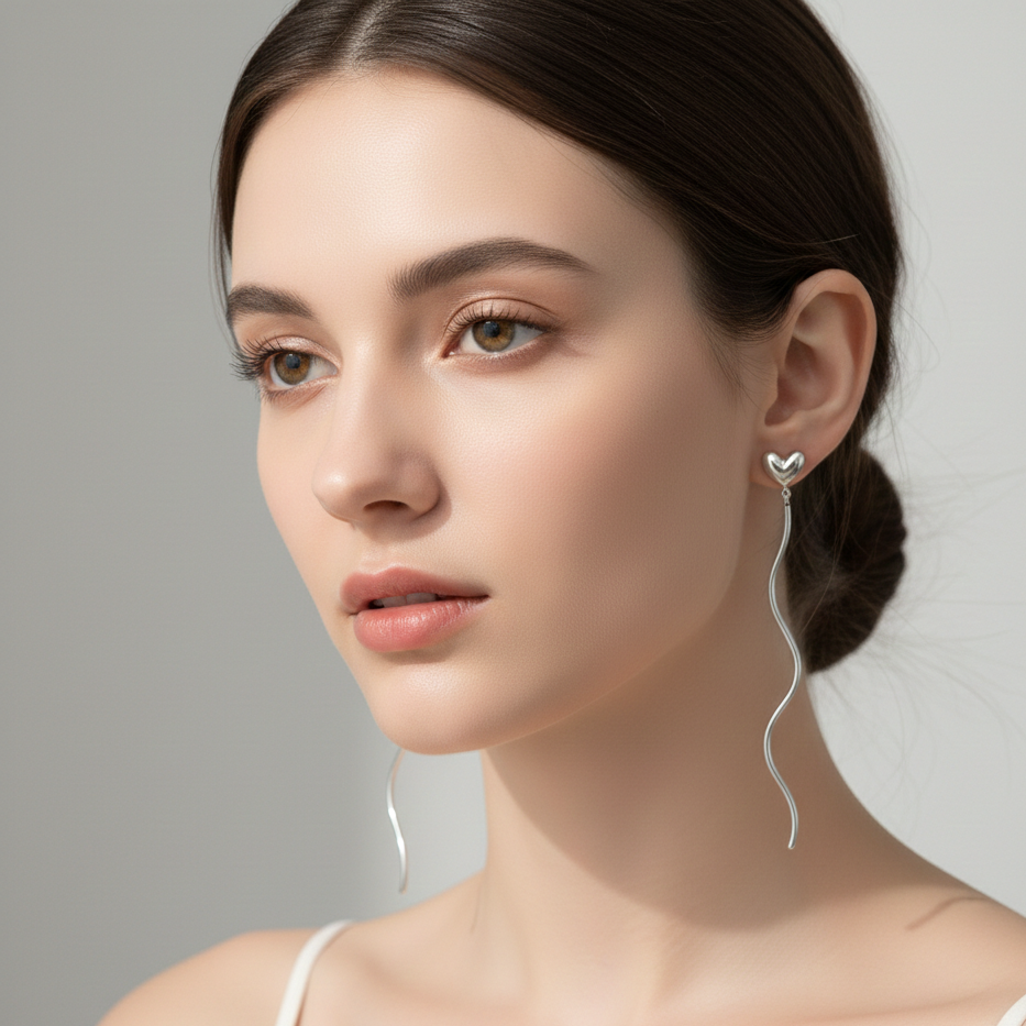 Cashew Heart Chain Earrings