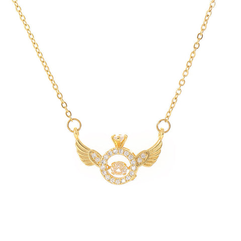 18K Gold & Silver Plated Angel Wings Smart Clavicle Necklace Advanced Feeling Versatile Beating Necklace