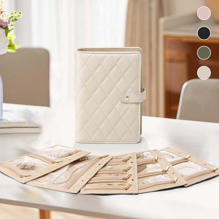 Luxury Portable Leather Jewelry Storage Book