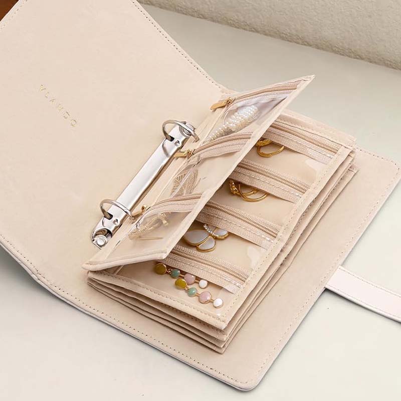 Luxury Portable Leather Jewelry Storage Book