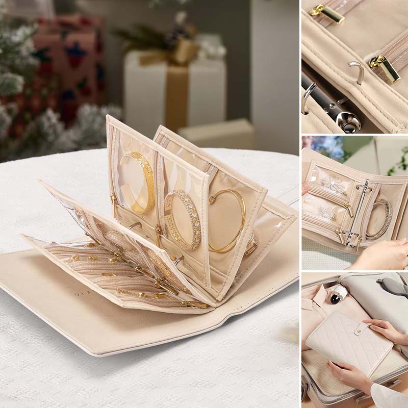 Luxury Portable Leather Jewelry Storage Book