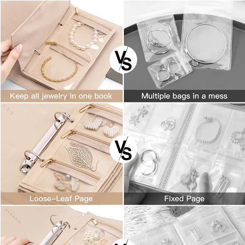 Luxury Portable Leather Jewelry Storage Book