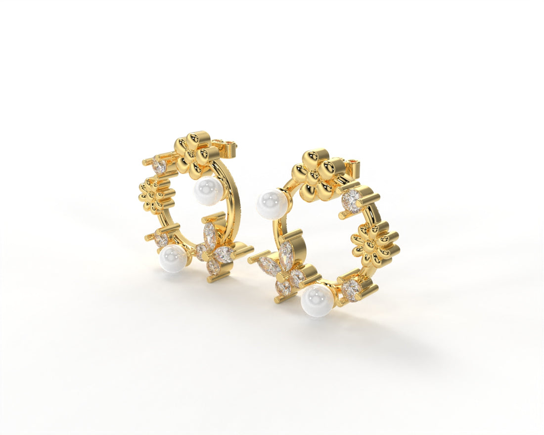 Orope's Tiny Flower Wreath Stud Earrings 925 Pure Sterling Silver