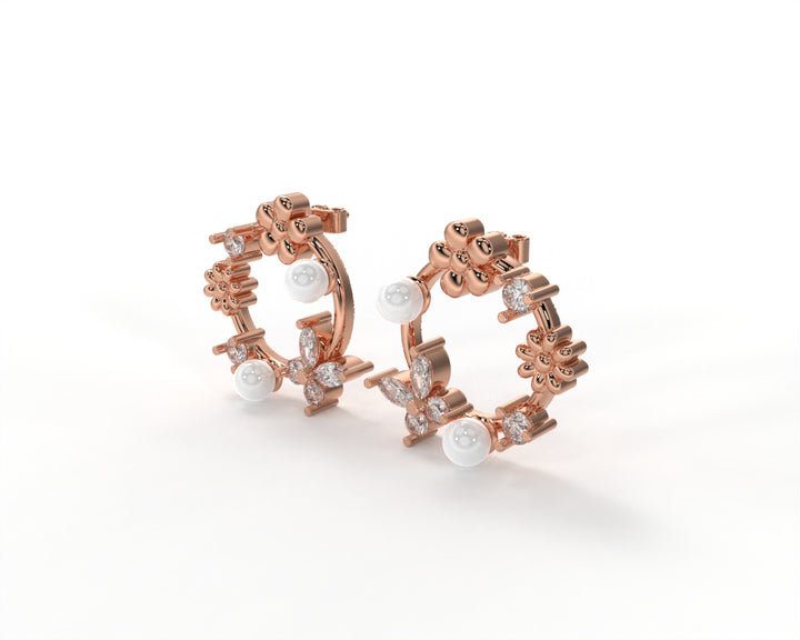 Orope's Tiny Flower Wreath Stud Earrings 925 Pure Sterling Silver