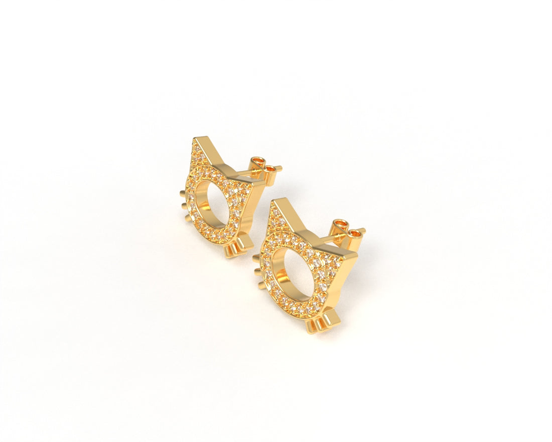 Orope’s Tiny Cat Pave Stud Earrings made with 925 Pure Sterling Silver