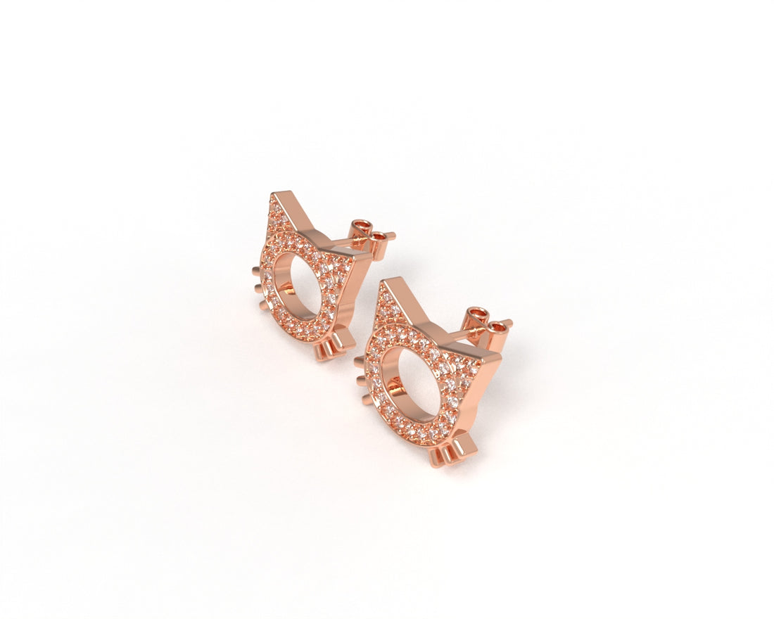 Orope’s Tiny Cat Pave Stud Earrings made with 925 Pure Sterling Silver