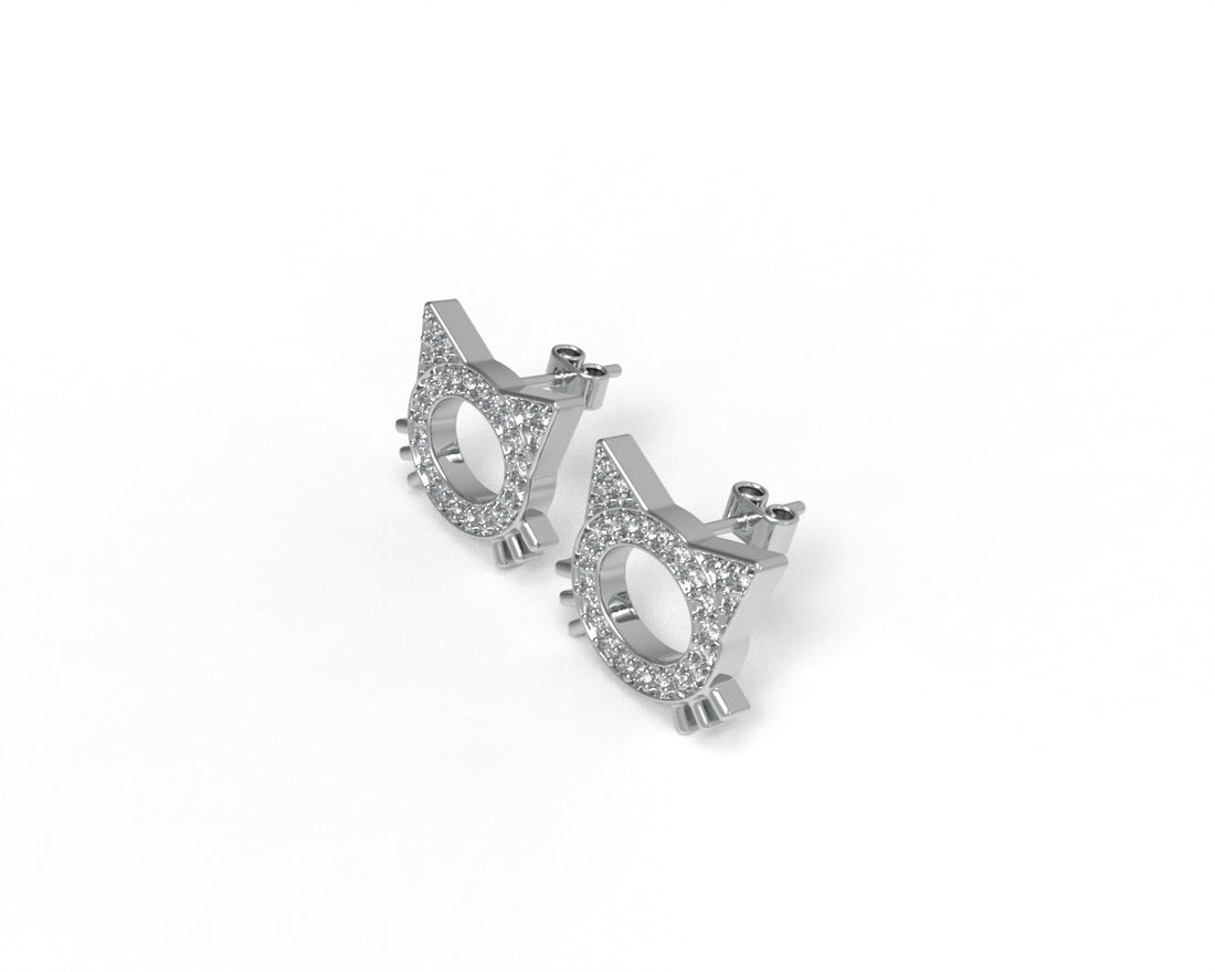 Orope’s Tiny Cat Pave Stud Earrings made with 925 Pure Sterling Silver