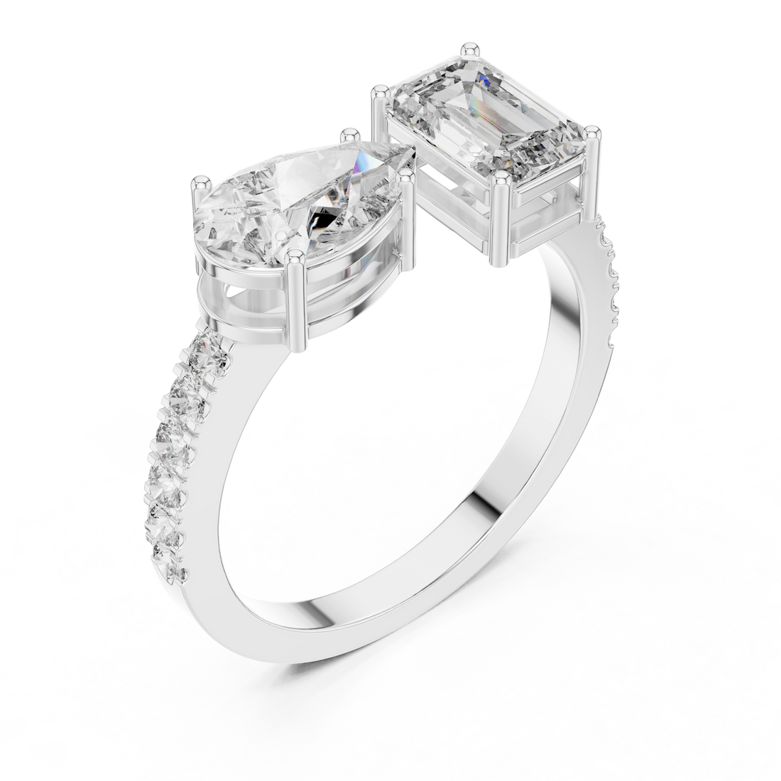 Oropé Classic Radiance Open Dual Stone Ring | 925 Pure Sterling Silver