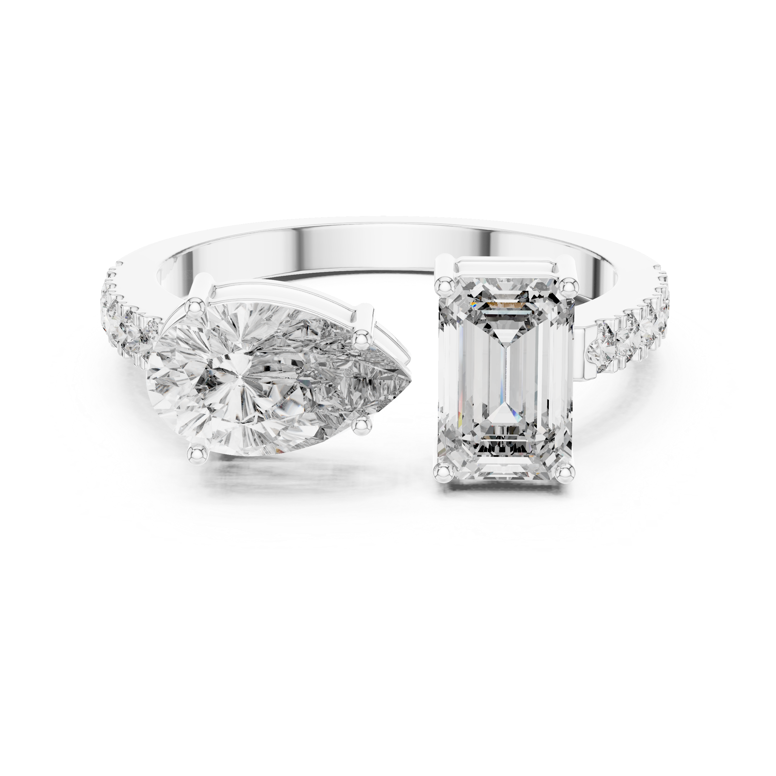 Oropé Classic Radiance Open Dual Stone Ring | 925 Pure Sterling Silver
