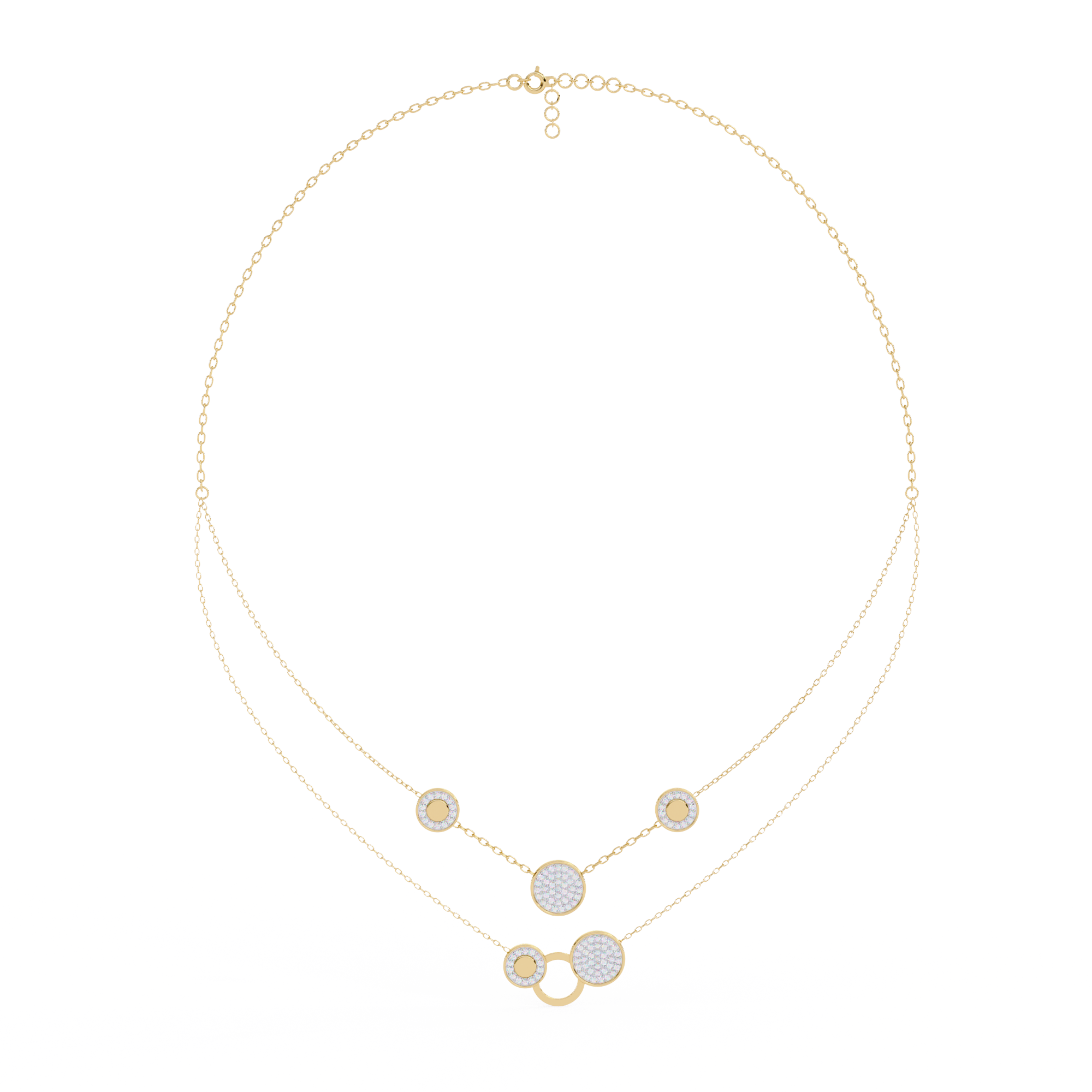 Minimalist Double Layer Circle Pendant Necklace