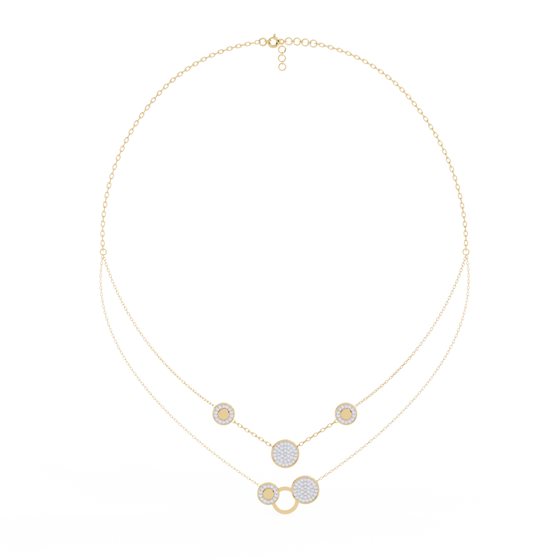 Minimalist Double Layer Circle Pendant Necklace