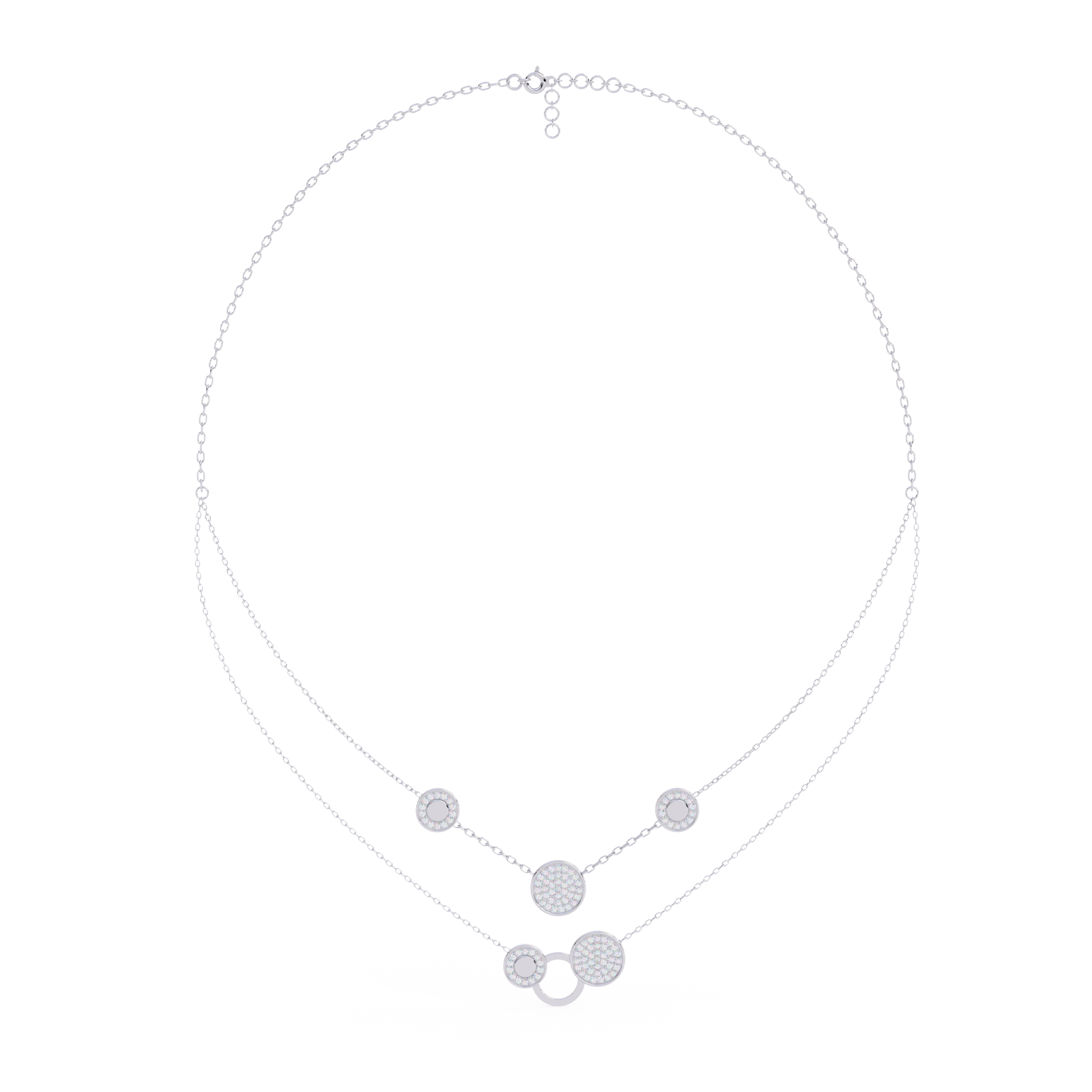 Minimalist Double Layer Circle Pendant Necklace