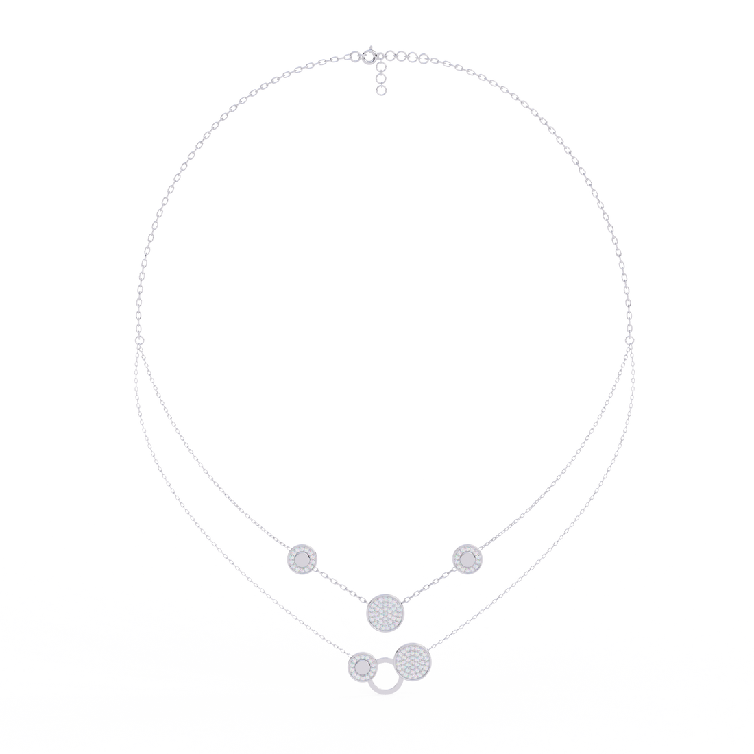 Minimalist Double Layer Circle Pendant Necklace