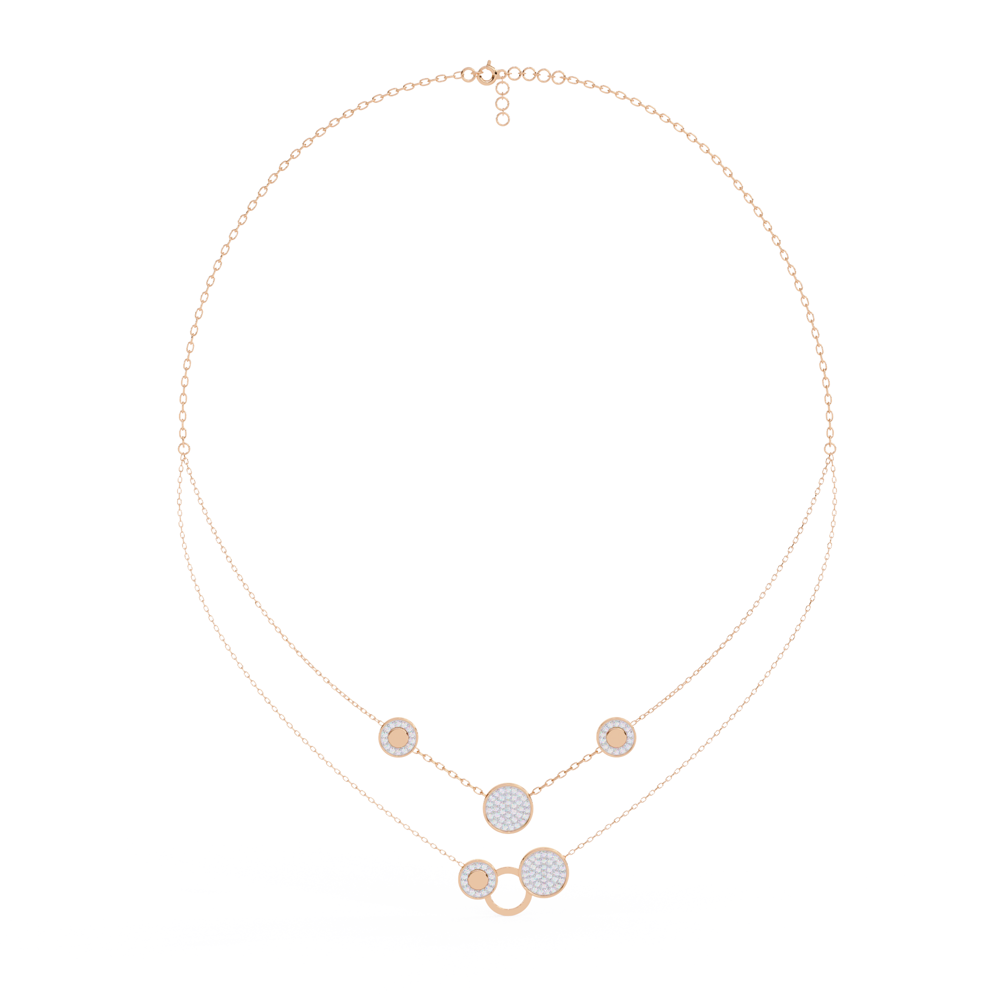 Minimalist Double Layer Circle Pendant Necklace