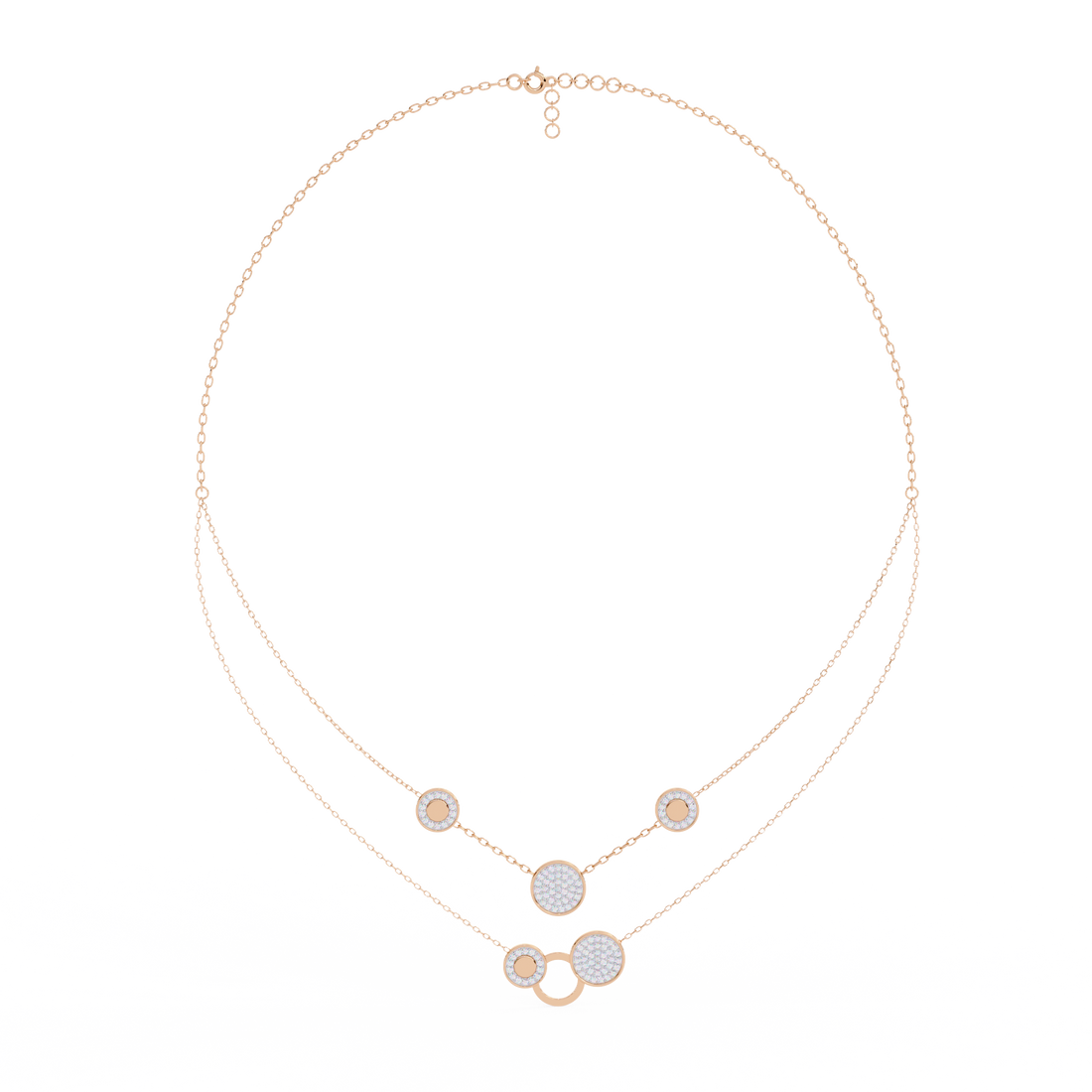 Minimalist Double Layer Circle Pendant Necklace