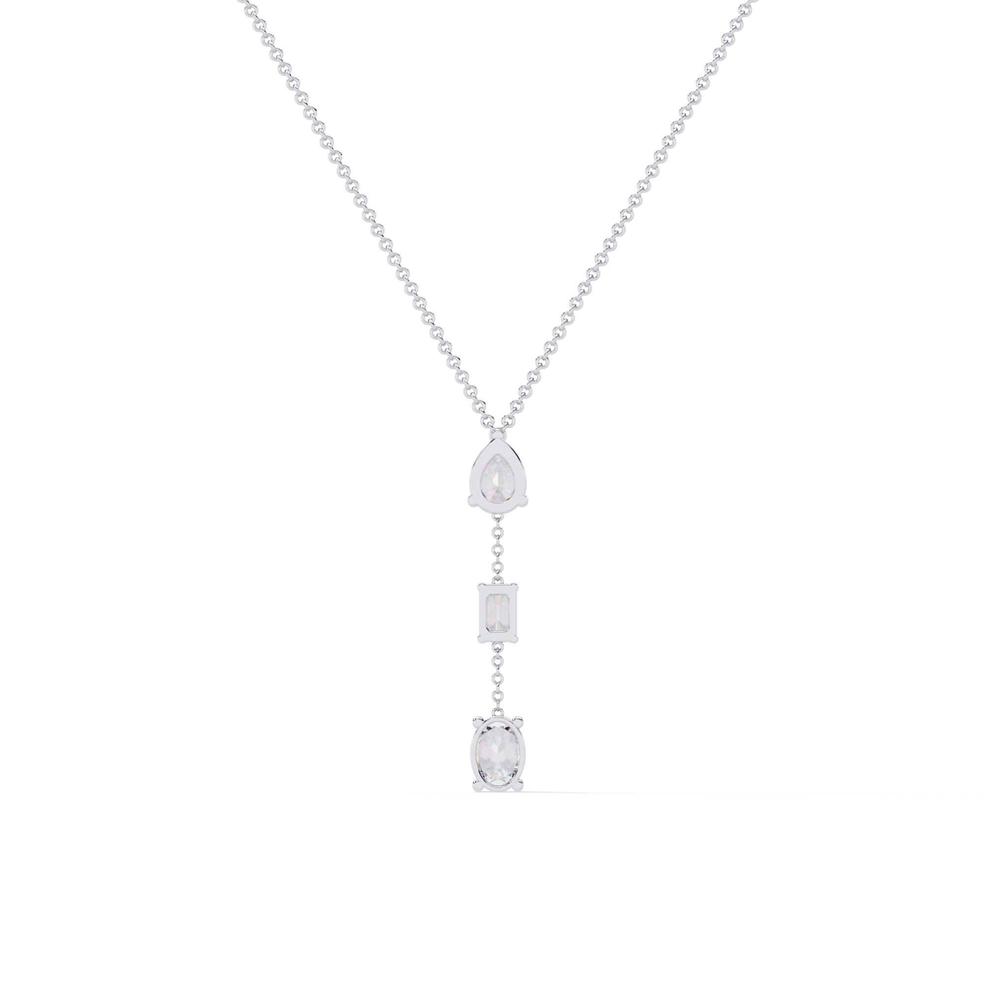 Elegant Oval, Pear and Round Cascaded necklace