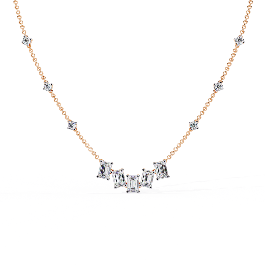 Classic Emerald and Round Necklace