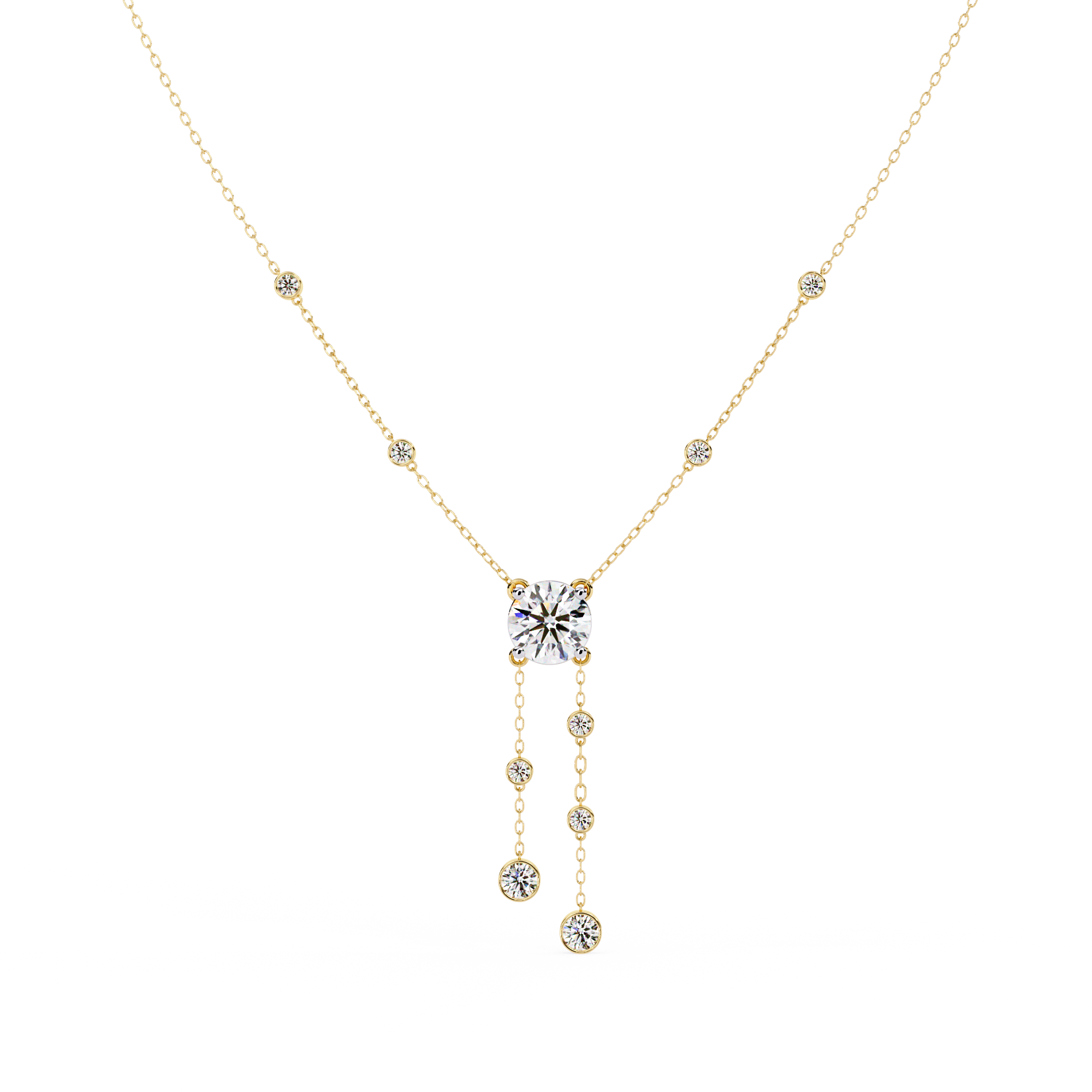 Bezel multi drop pendant necklace