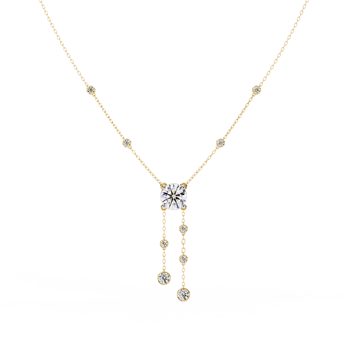 Bezel multi drop pendant necklace