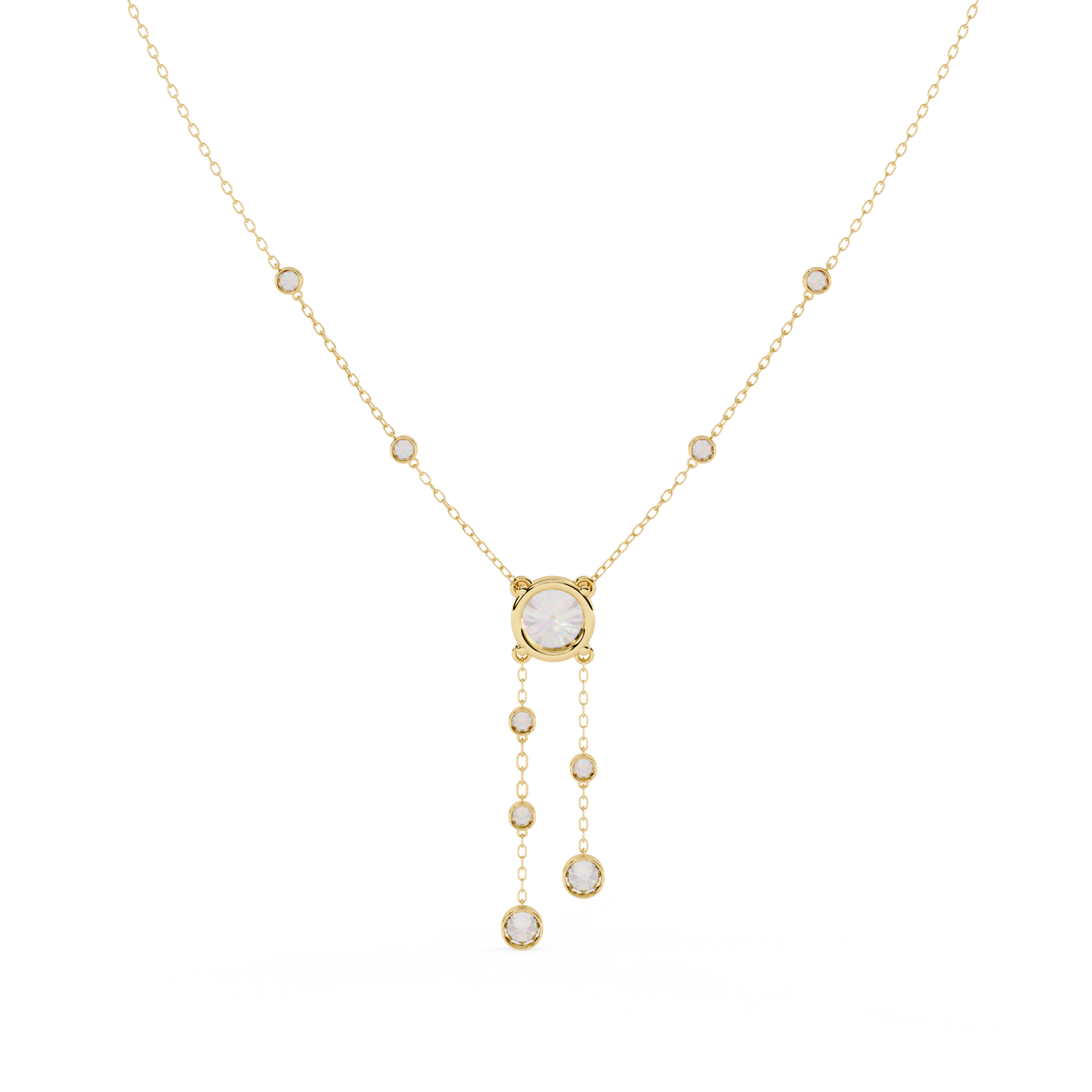 Bezel multi drop pendant necklace