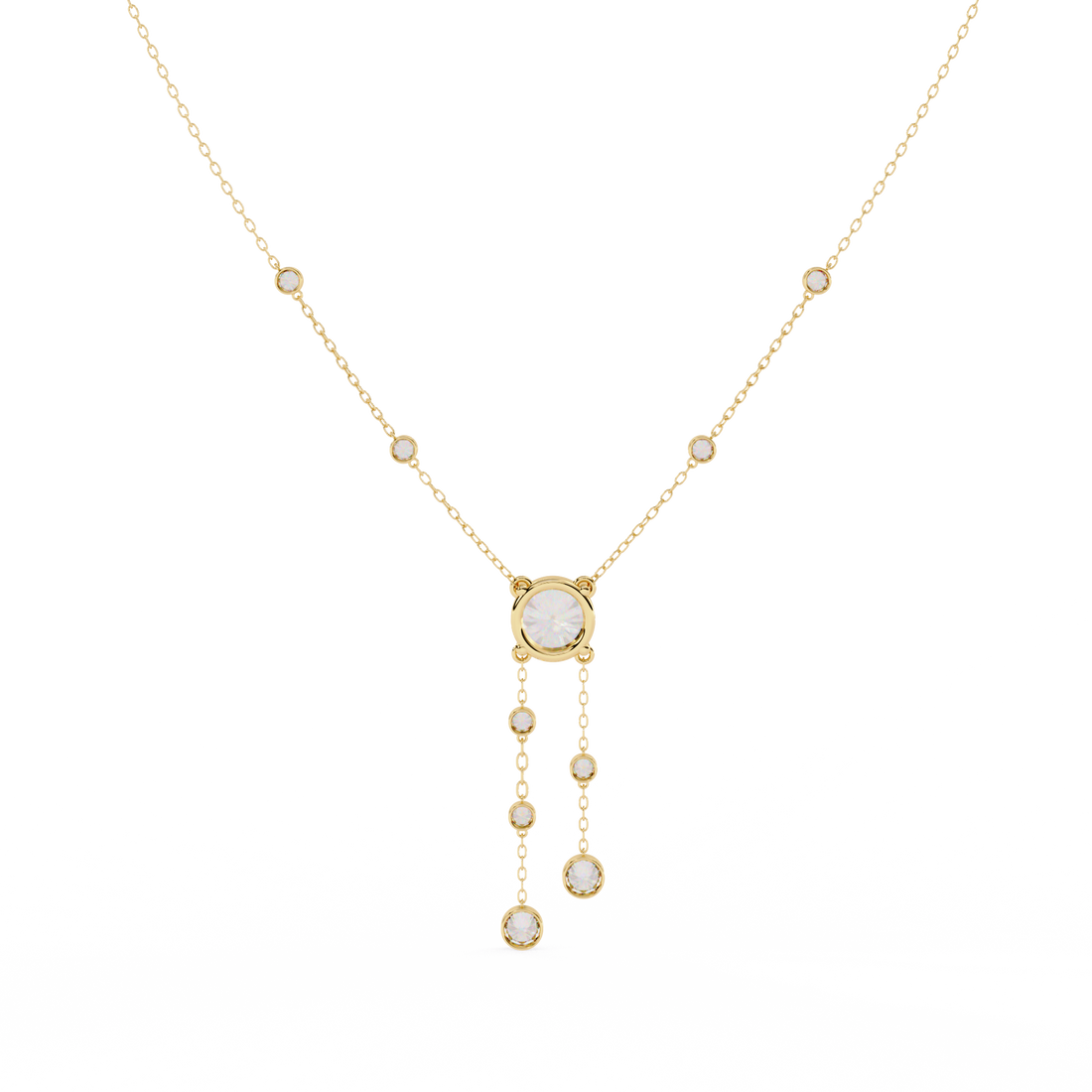 Bezel multi drop pendant necklace