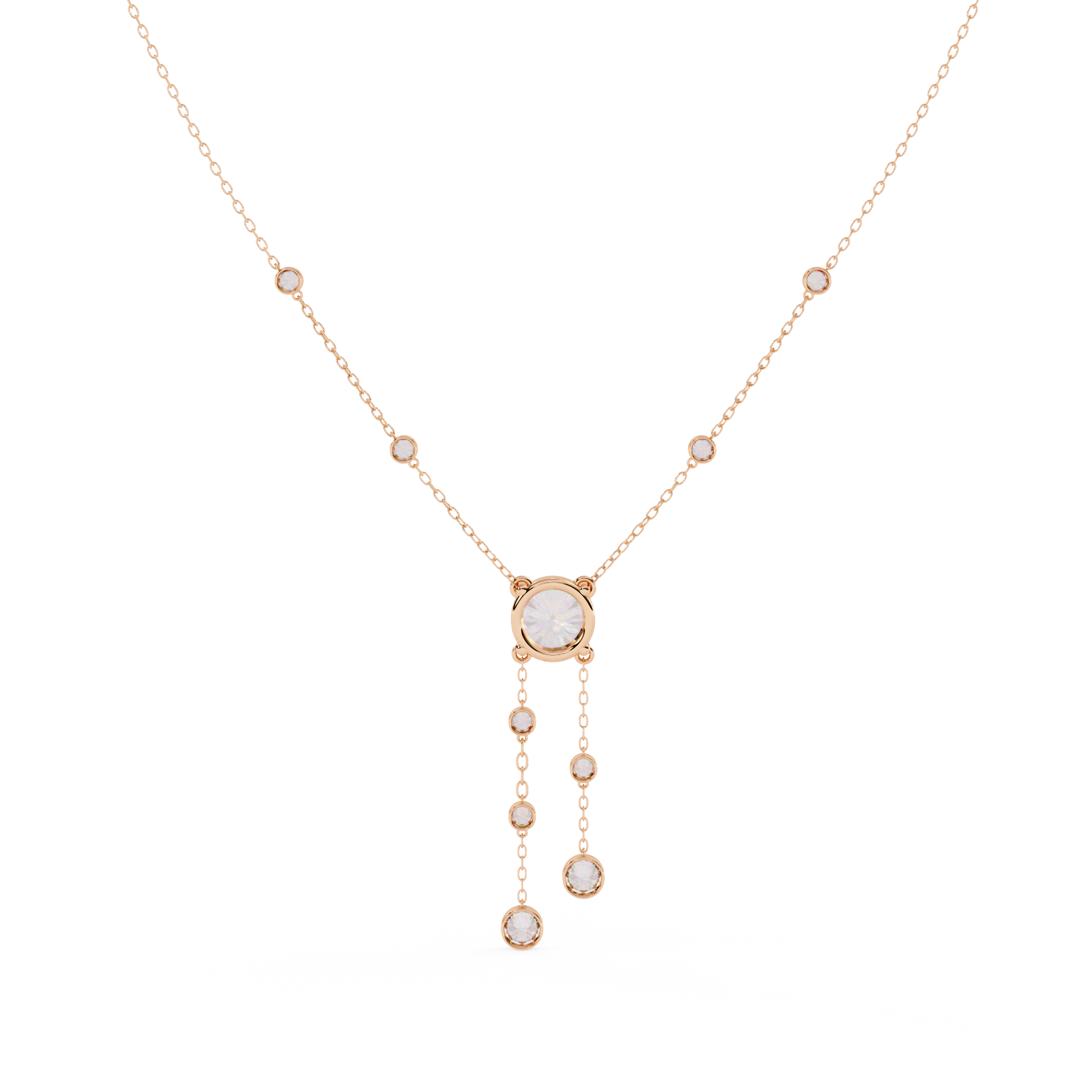 Bezel multi drop pendant necklace
