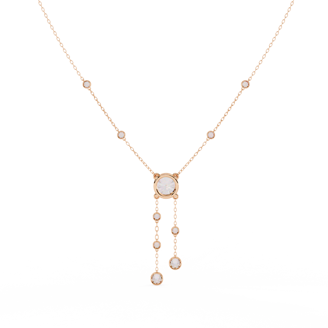 Bezel multi drop pendant necklace