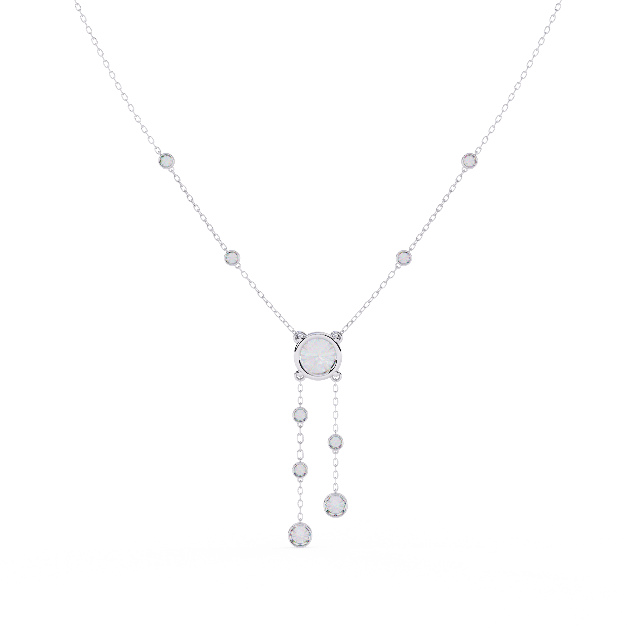 Bezel multi drop pendant necklace