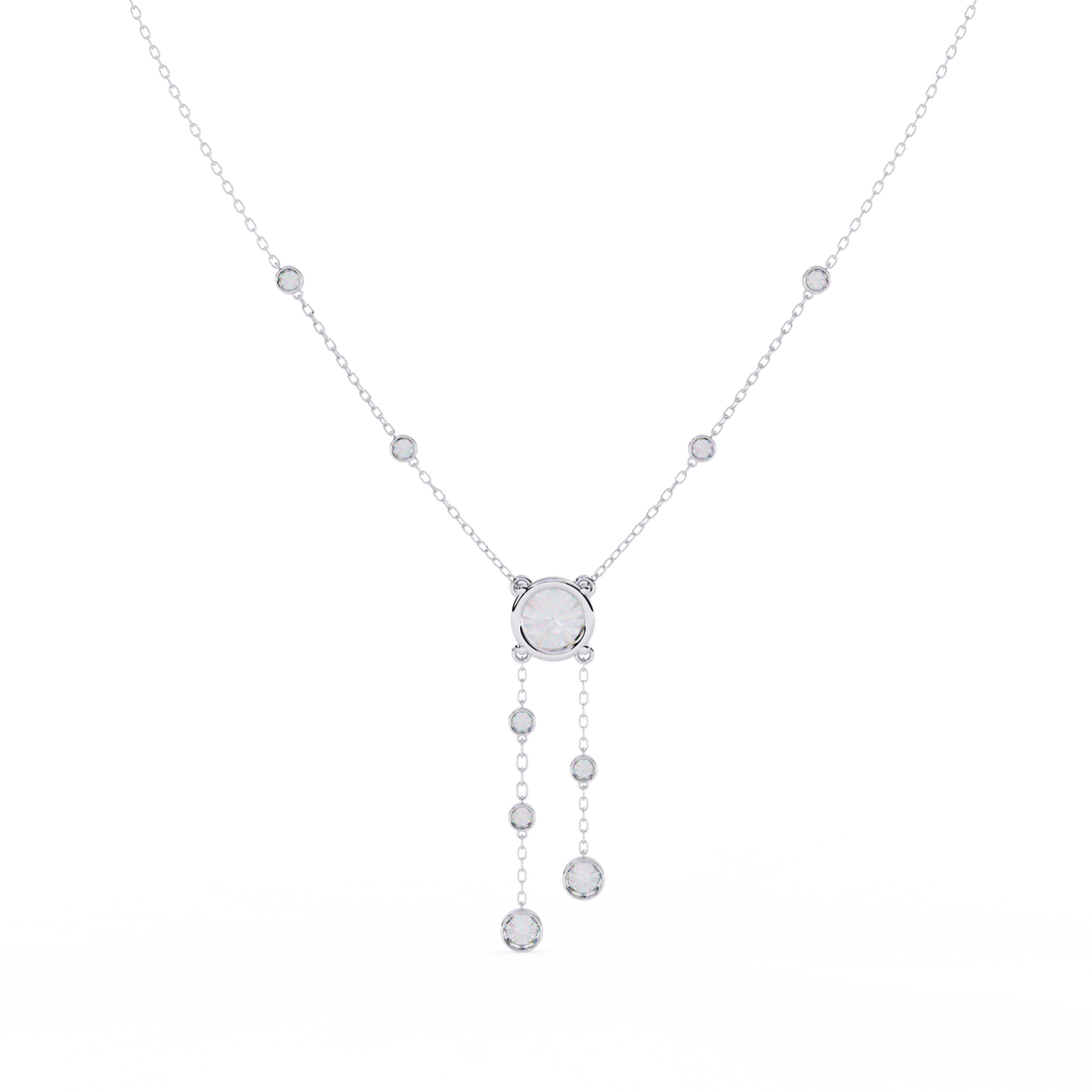 Bezel multi drop pendant necklace
