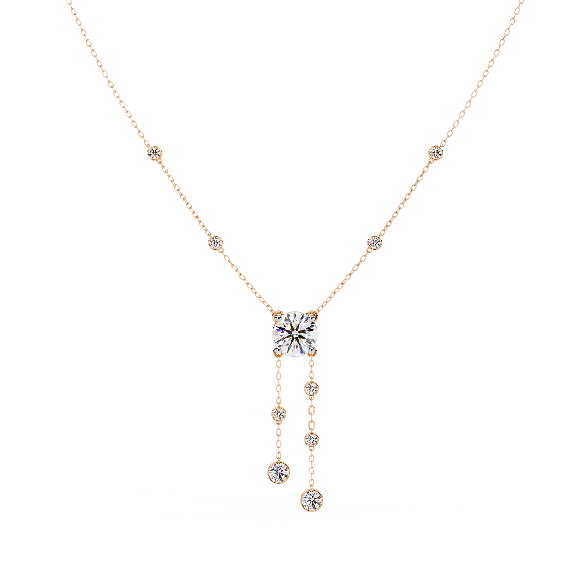 Bezel multi drop pendant necklace