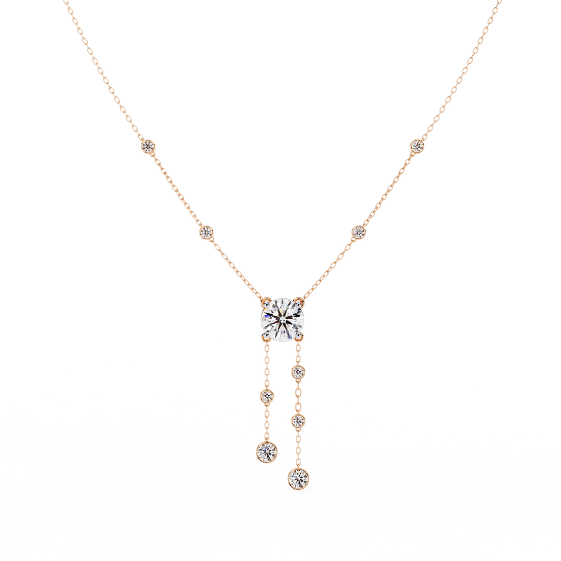 Bezel multi drop pendant necklace