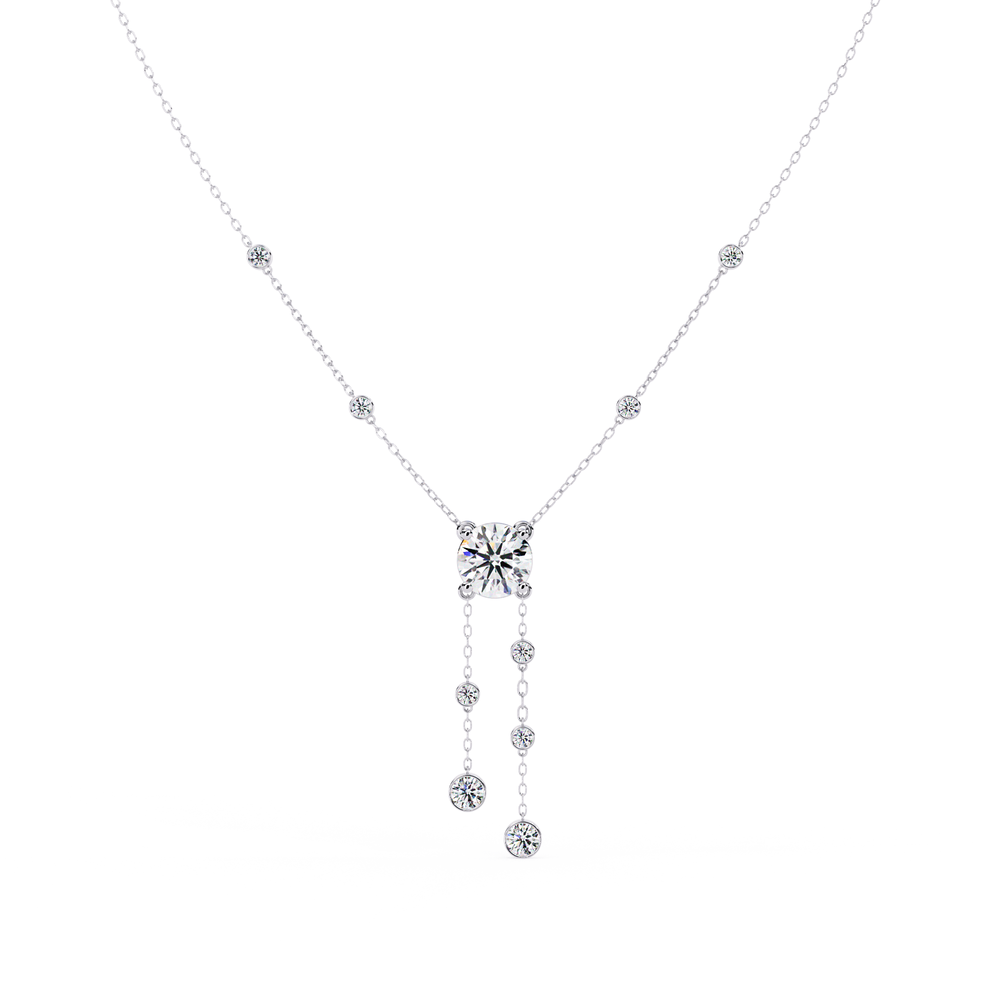 Bezel multi drop pendant necklace